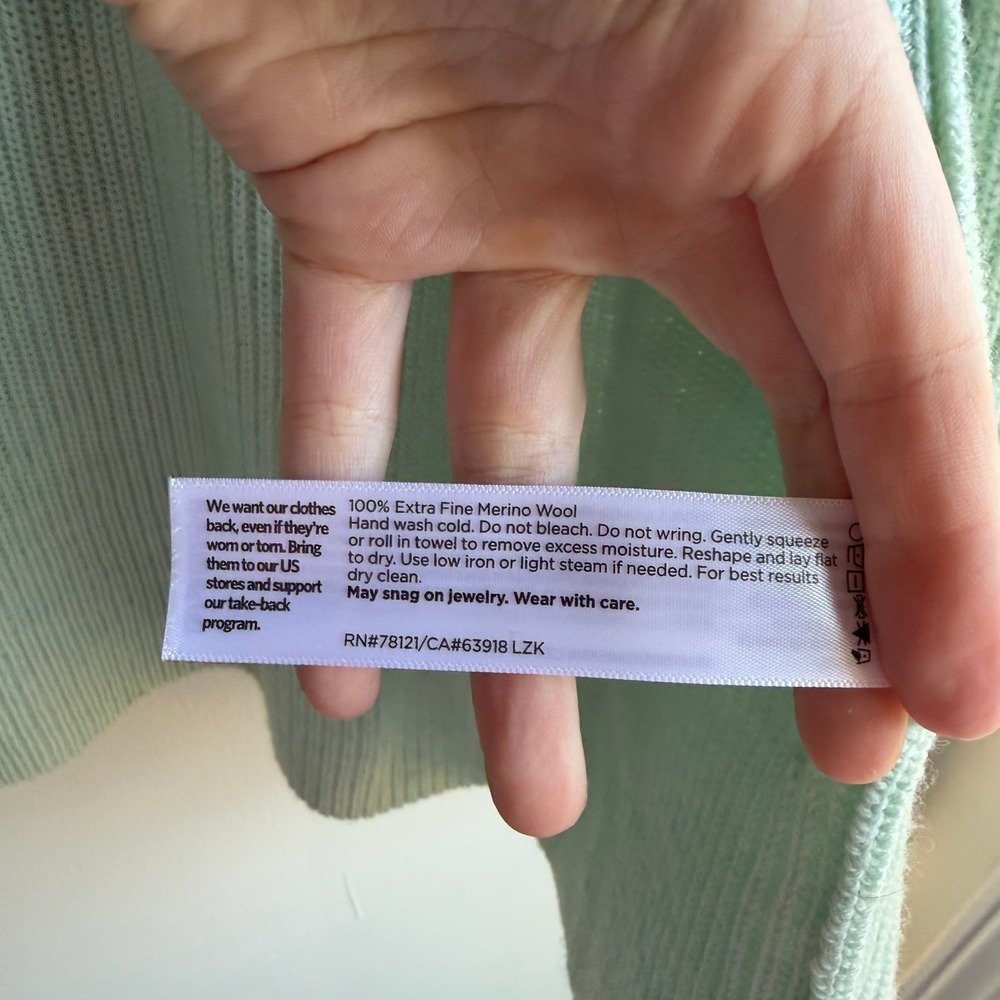 Eileen Fisher Light Mint Green Ribbed Open Front Cardigan Sweater M M - Picture 5 of 7